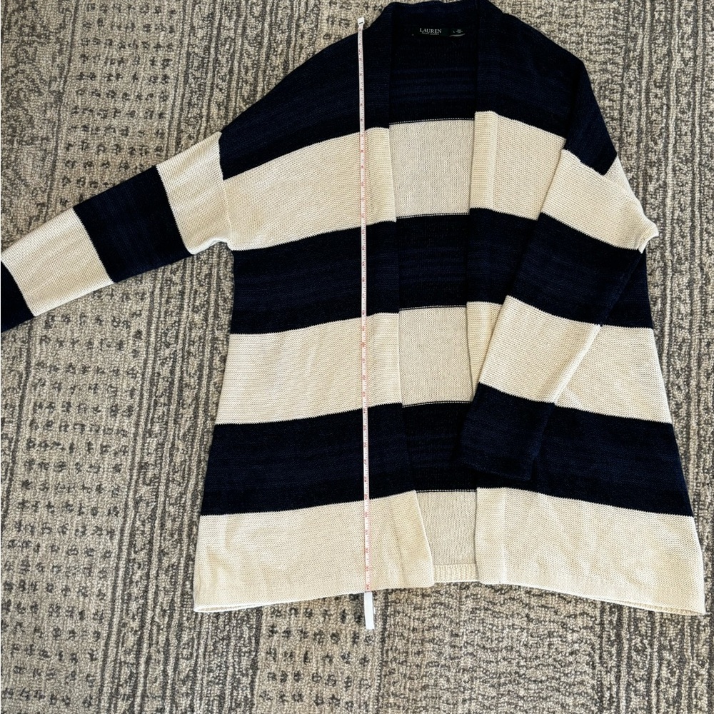 NWOT Lauren Ralph Lauren Nautical Cardigan Striped dark blue and Cream